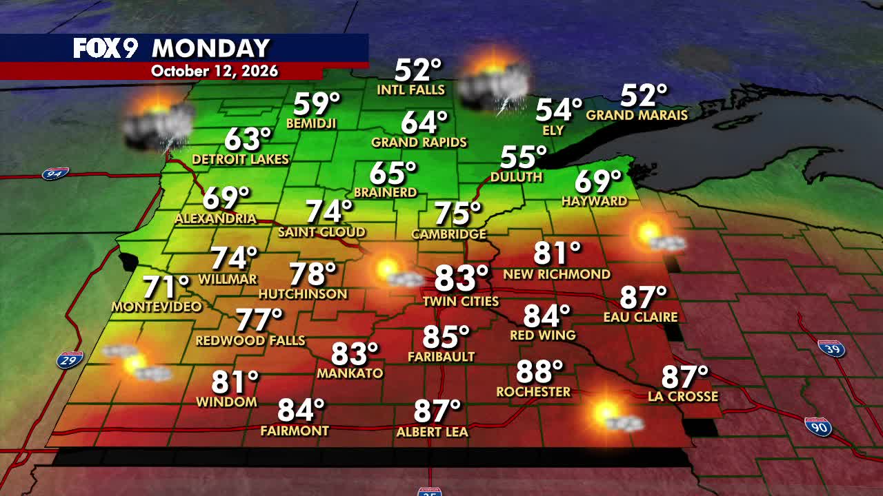 Minnesota weather: Summerlike warmth Monday before cooler Tuesday — FOX 9, Edina Community news