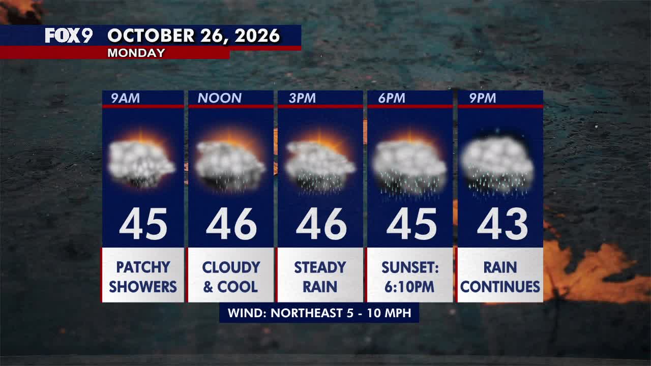 Minnesota weather: Wet, cloudy and cool Monday — FOX 9, Edina Community news